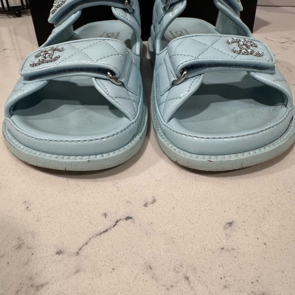 Chanel Blue Quilted Sandals 37 - Picture 7 of 12